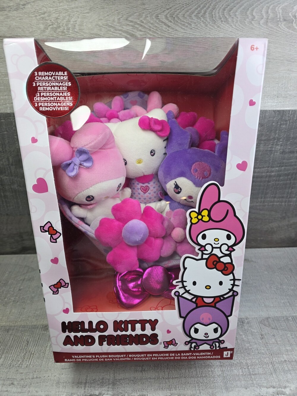 Hello Kitty And Friends Valentines Plush Bouquet 3 Removable Characters NEW b308